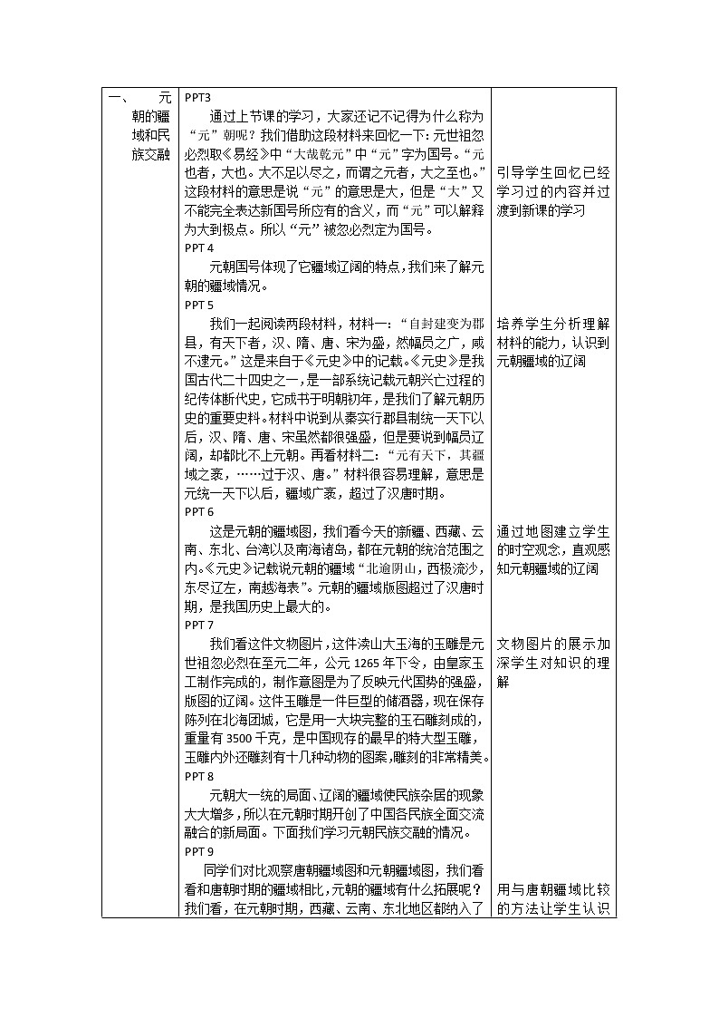 人教部编版七年级历史下册：2.6《元朝的统治》（教案+课件+练习）02