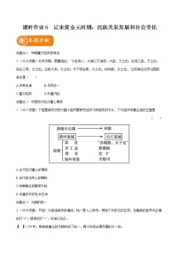 2022届初中历史一轮复习 课时作业6　辽宋夏金元时期 民族关系发展和社会变化 习题