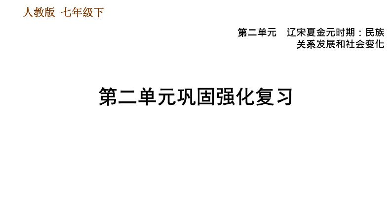 人教版七年级下册历史 第2单元 第二单元巩固强化复习 习题课件第1页