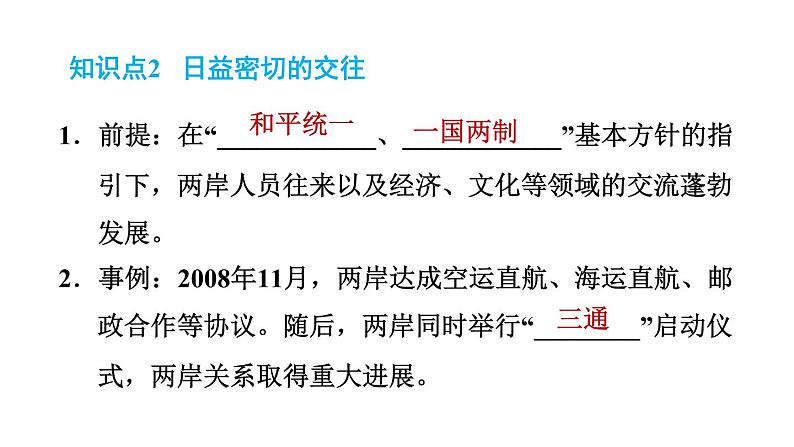 人教版八年级下册历史 第4单元 第14课　海峡两岸的交往 习题课件第6页