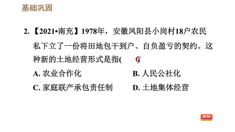 人教版八年级下册历史 第3单元 习题课件04