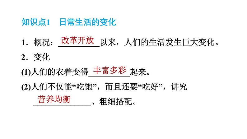 人教版八年级下册历史 第6单元 第19课　社会生活的变迁 习题课件第2页