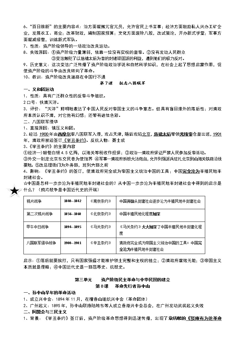 八年级上册历史复习提纲第3页