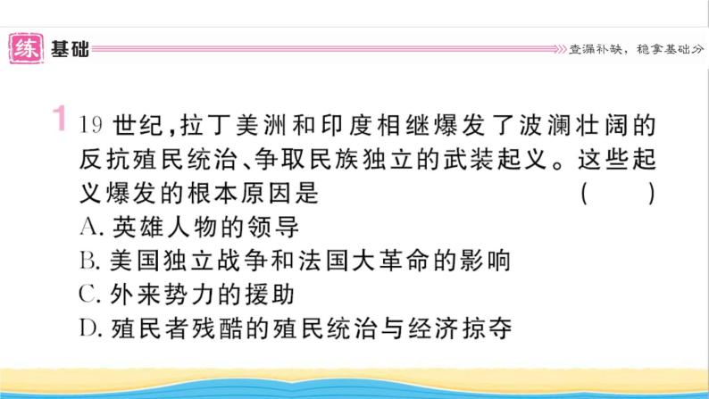 九年级历史下册第一单元殖民地人民的反抗与资本主义制度的扩展第1课殖民地人民的反抗斗争作业课件新人教版02