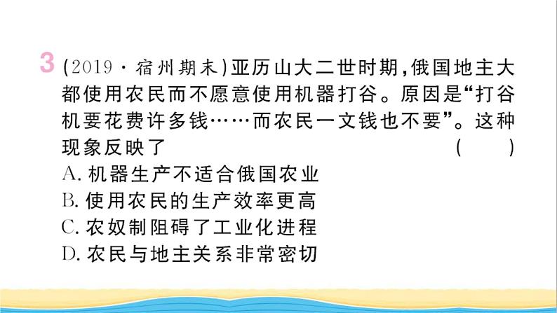 九年级历史下册第一单元殖民地人民的反抗与资本主义制度的扩展第2课俄国的改革作业课件新人教版04