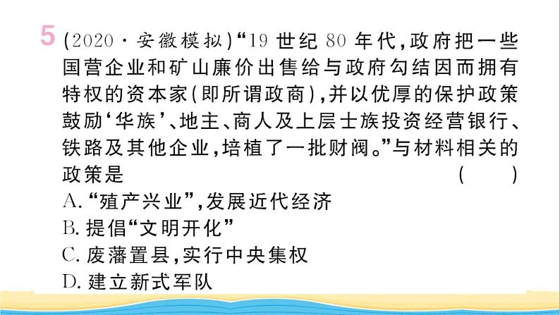 九年级历史下册第一单元殖民地人民的反抗与资本主义制度的扩展第4课日本明治维新作业课件新人教版第6页