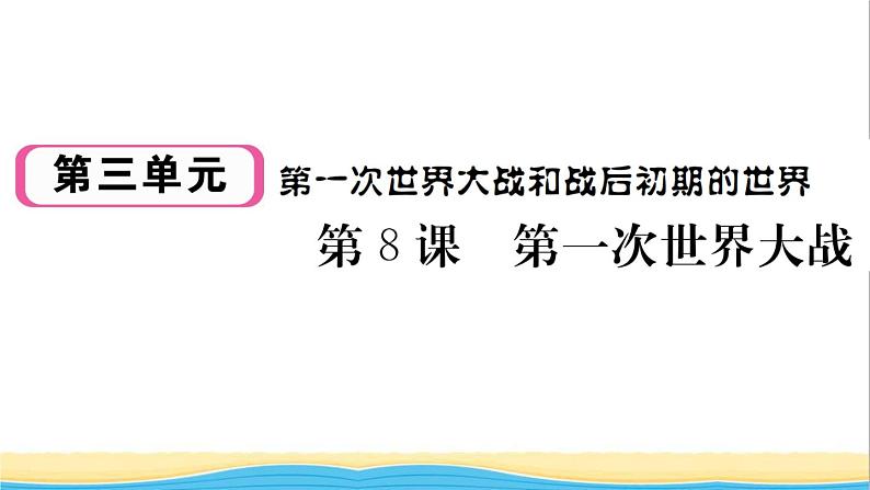 九年级历史下册第三单元第一次世界大战和战后初期的世界第8课第一次世界大战作业课件新人教版第1页