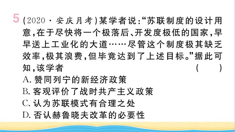 九年级历史下册期末专题复习专题二国际共产主义运动和社会主义运动作业课件新人教版第6页