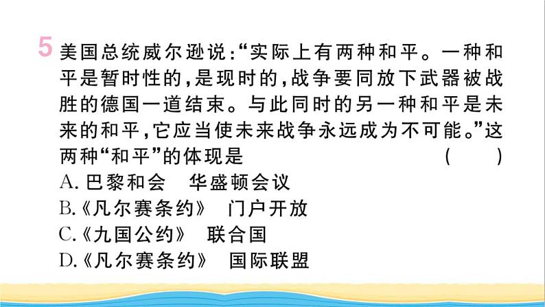 九年级历史下册期末专题复习专题三两次世界大战和战后国际格局的演变作业课件新人教版第6页