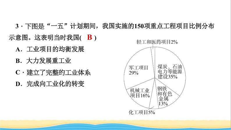 八年级历史下册第二单元社会主义制度的建立与社会主义建设的探索第4课工业化的起步和人民代表大会制度的确立作业课件新人教版05