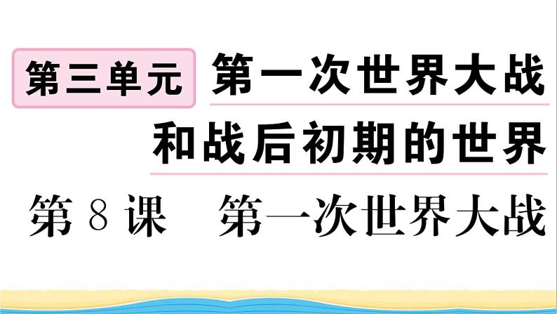 九年级历史下册第三单元第一次世界大战和战后初期的世界第8课第一次世界大战作业课件新人教版第1页