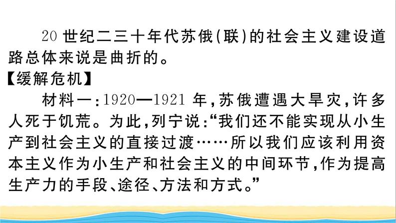 九年级历史下册第三单元第一次世界大战和战后初期的世界第11课苏联的社会主义建设作业课件新人教版02