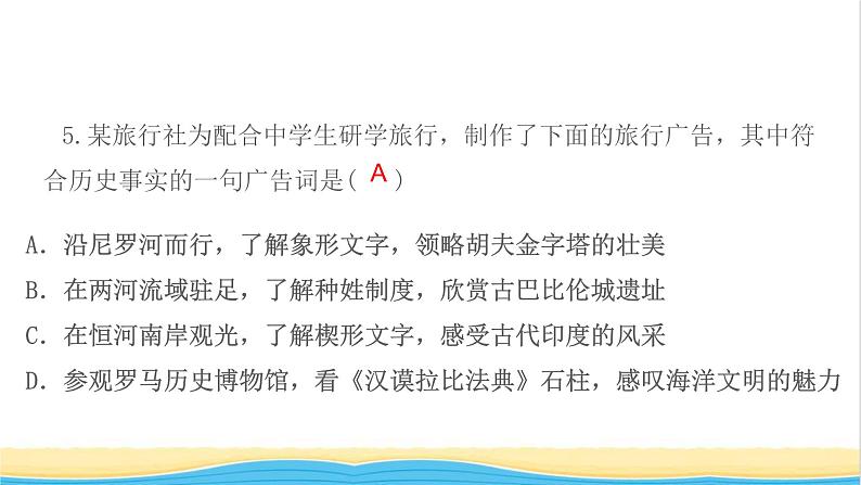 九年级历史上册期末复习专题1古代亚非欧文明作业课件新人教版07