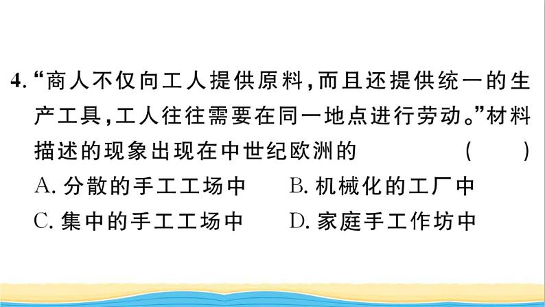 九年级历史上册第五单元走向近代第13课西欧经济和社会的发展作业课件新人教版第5页