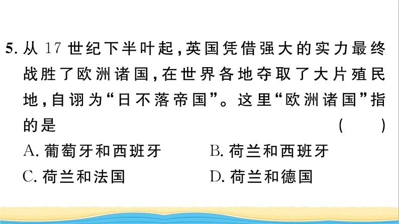 九年级历史上册第五单元走向近代第16课早期殖民掠夺作业课件新人教版06