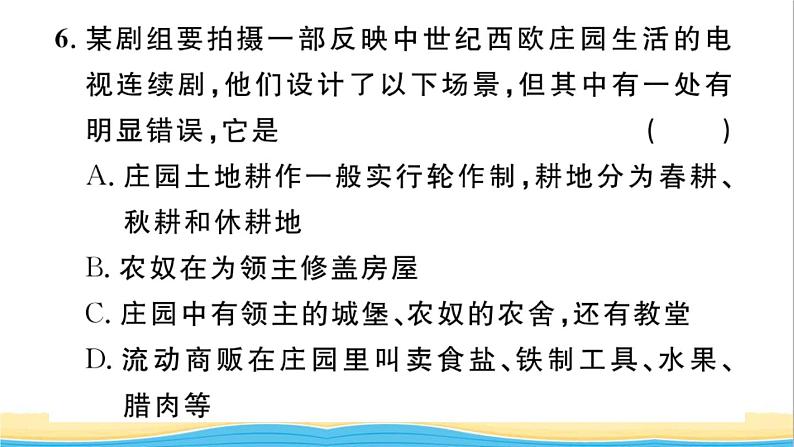 九年级历史上册第三单元封建时代的欧洲第8课西欧庄园作业课件新人教版第7页