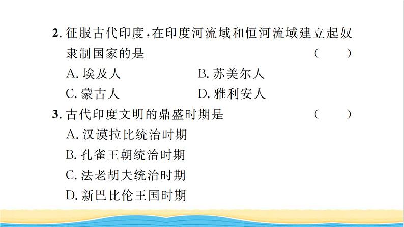 九年级历史上册第一单元古代亚非文明第3课古代印度习题课件新人教版第8页