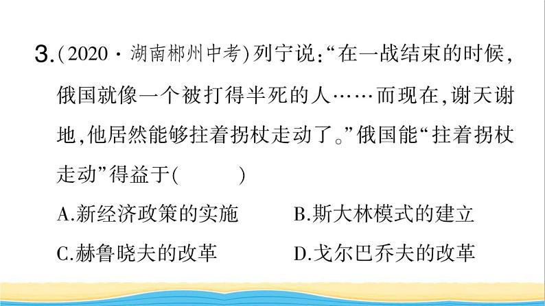 九年级历史下册期末专题复习四社会主义革命与建设作业课件新人教版06