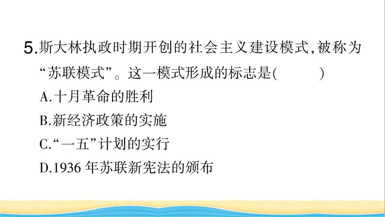 九年级历史下册期末专题复习四社会主义革命与建设作业课件新人教版08