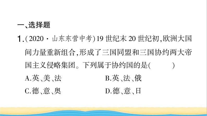 九年级历史下册期末专题复习二两次世界大战作业课件新人教版02