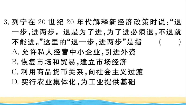 九年级历史下册专题二国际共产主义运动和社会主义运动作业课件新人教版04