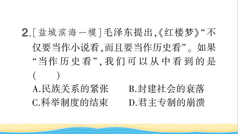 七年级历史下册第三单元明清时期：统一多民族国家的巩固与发展第21课清朝前期的文学艺术作业课件新人教版1第3页