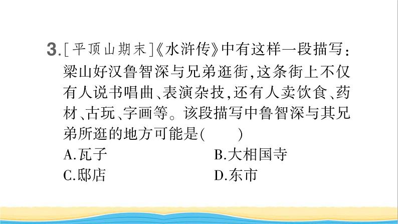 七年级历史下册第二单元辽宋夏金元时期：民族关系发展和社会变化第12课宋元时期的都市和文化作业课件新人教版1第4页