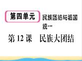八年级历史下册第四单元民族团结与祖国统一第12课民族大团结作业课件新人教版
