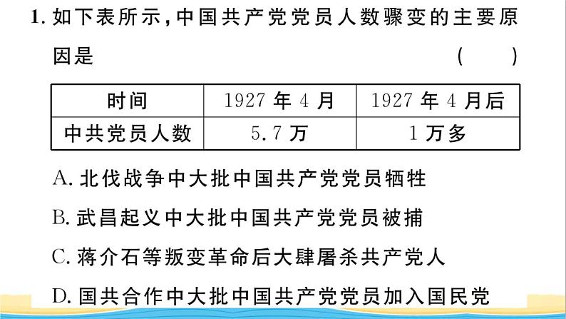 八年级历史上册第五单元从国共合作到国共对立小结作业课件新人教版03