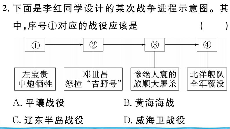 八年级历史上册第二单元近代化的早期探索与民族危机的加剧第5课甲午中日战争与列强瓜分中国狂潮作业课件新人教版03