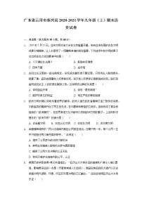 广东省云浮市新兴县2020-2021学年九年级上学期期末历史试卷（word版 含答案）