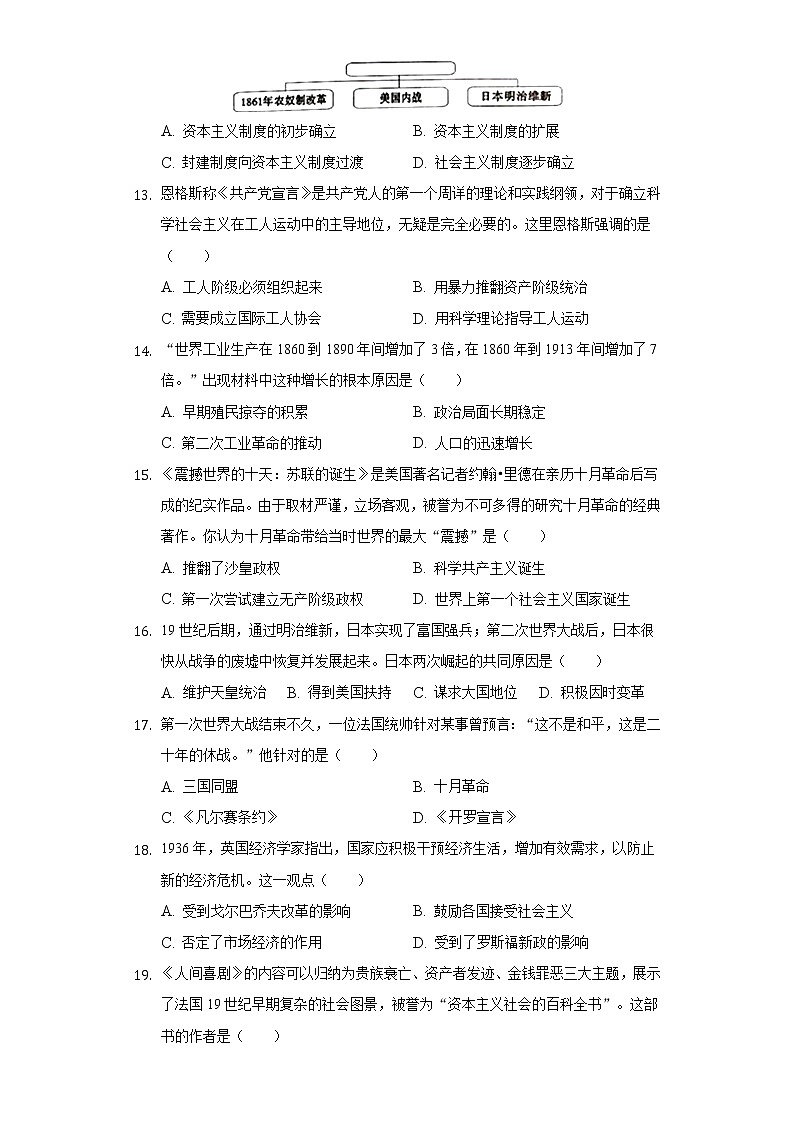 河南省南阳市淅川县2020-2021学年九年级上学期期末历史试卷 （word版 含答案）03