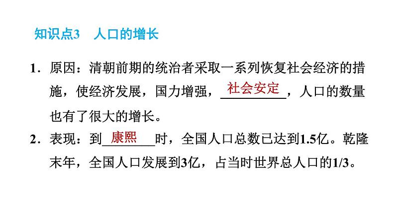 人教版七年级下册历史 第3单元 第19课　清朝前期社会经济的发展 习题课件第7页