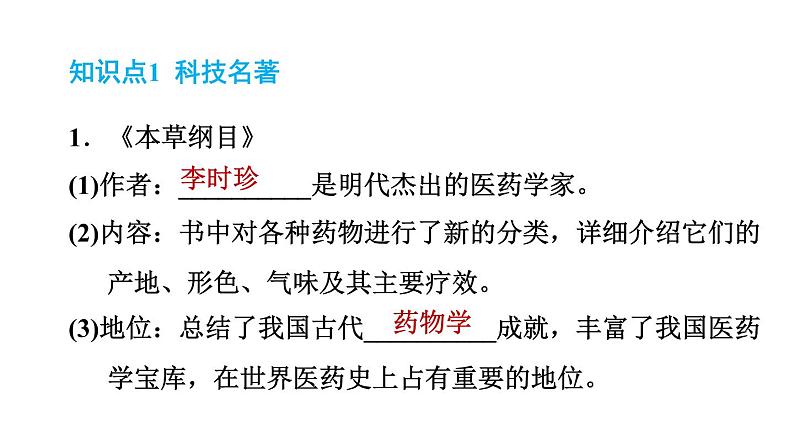 人教版七年级下册历史 第3单元 第16课　明朝的科技、建筑与文学 习题课件第2页