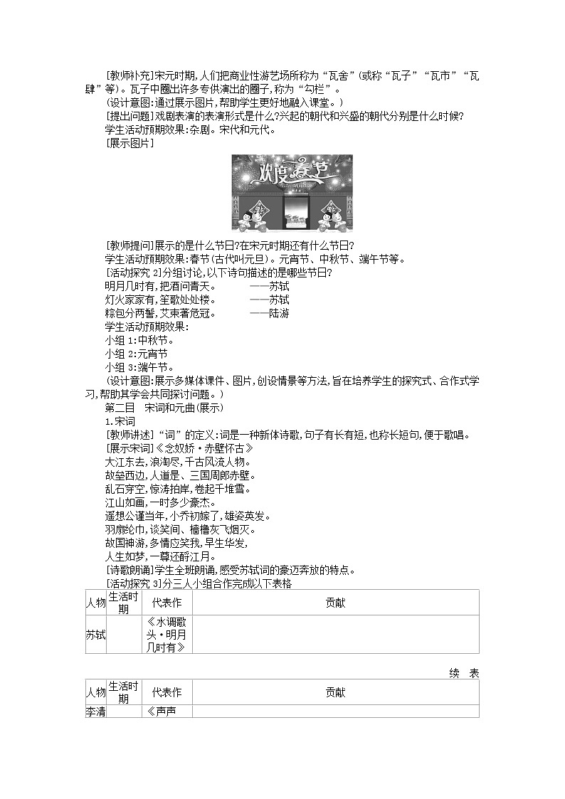 七年级历史下册第二单元辽宋夏金元时期：民族关系发展和社会变化第12课宋元时期的都市和文化教学设计1新人教版03