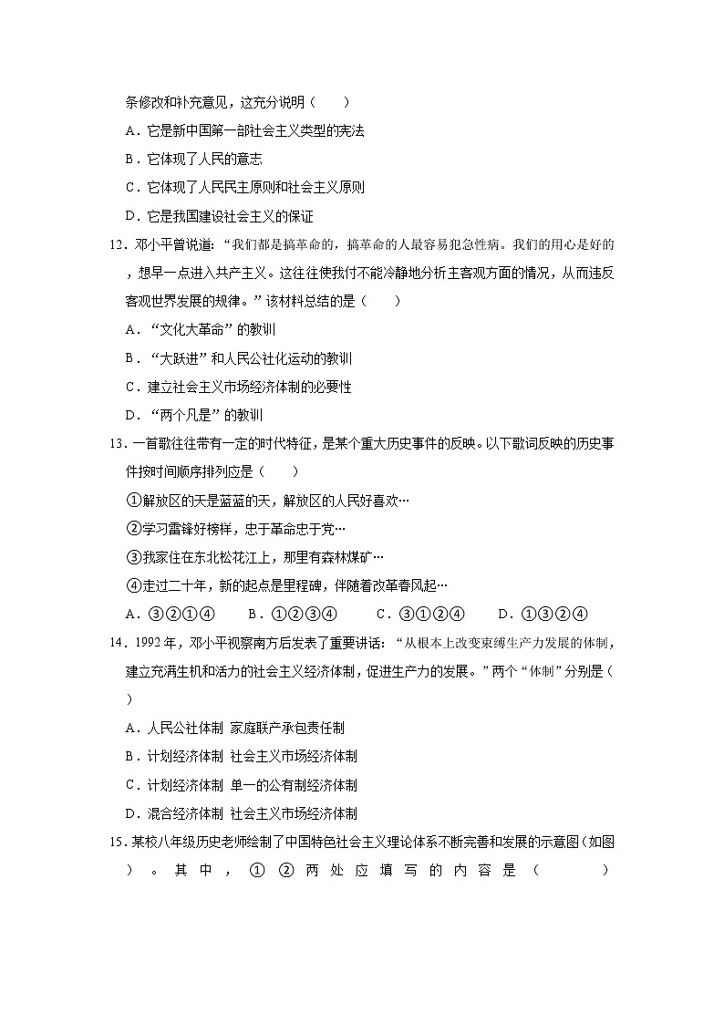 山东省滨州市阳信县2021年中考历史二模试卷及答案03