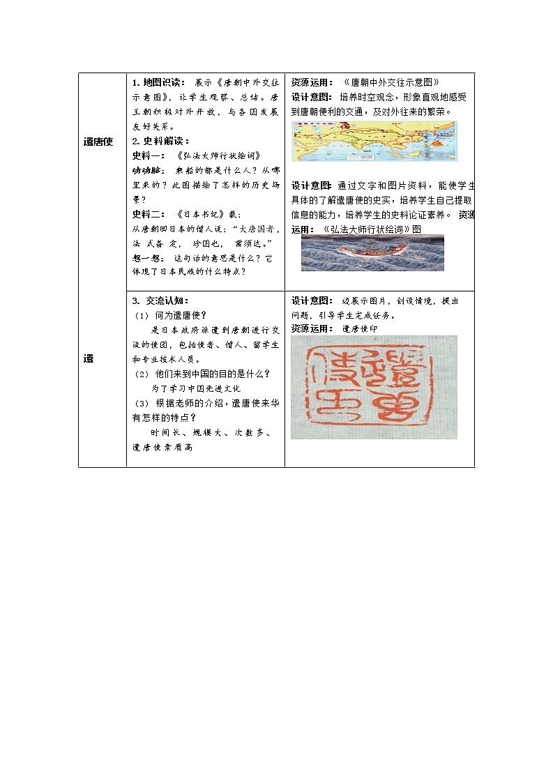 2021-2022学年部编版七年级历史下册1.4唐朝的中外文化交流教学设计第3页