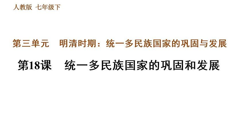 人教版七年级下册历史 第3单元 第18课　统一多民族国家的巩固和发展 习题课件01