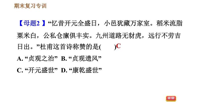 人教版七年级下册历史 期末复习提升之变式训练 习题课件06