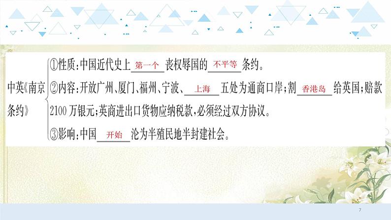 6中国近代史一、中国开始沦为半殖民地半封建社会 中考历史总复习课件第7页