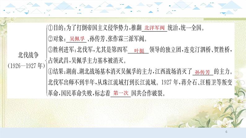 10中国近代史五、从国共合作到国共对立 中考历史总复习课件06