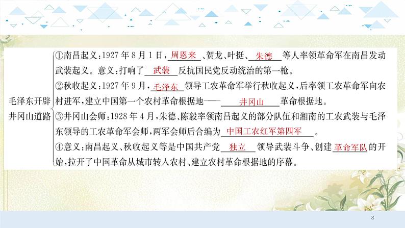 10中国近代史五、从国共合作到国共对立 中考历史总复习课件08