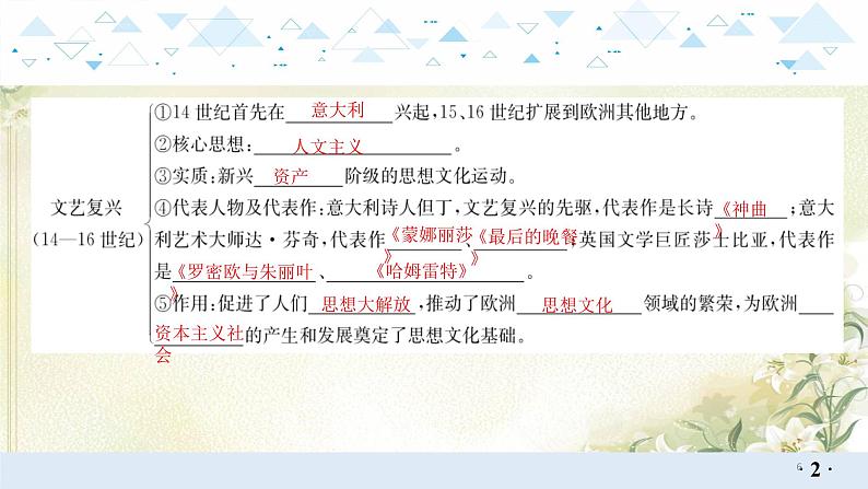 16世界近代史一、走向近代、资本主义制度的初步确立、工业革命和工人运动的兴起 中考历史总复习课件06