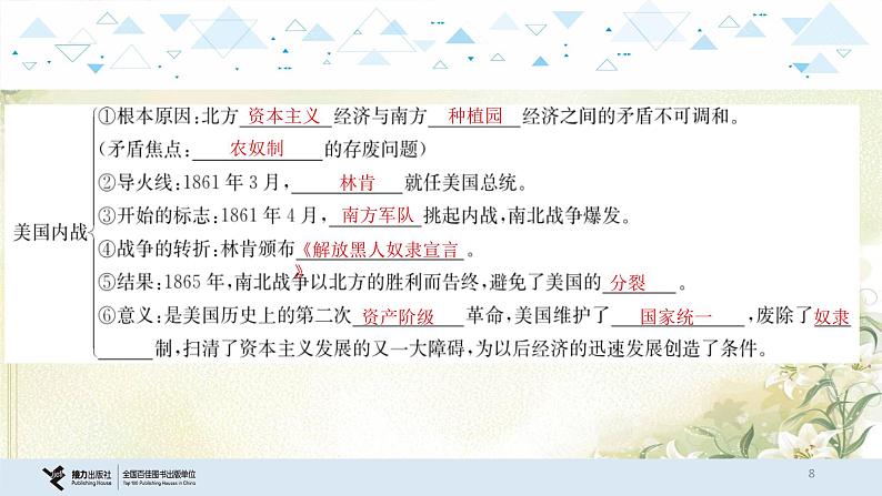 17世界近代史二、殖民地人民的反抗与资本主义制度的扩展、第二次工业革命和近代科学文化 中考历史总复习课件第8页