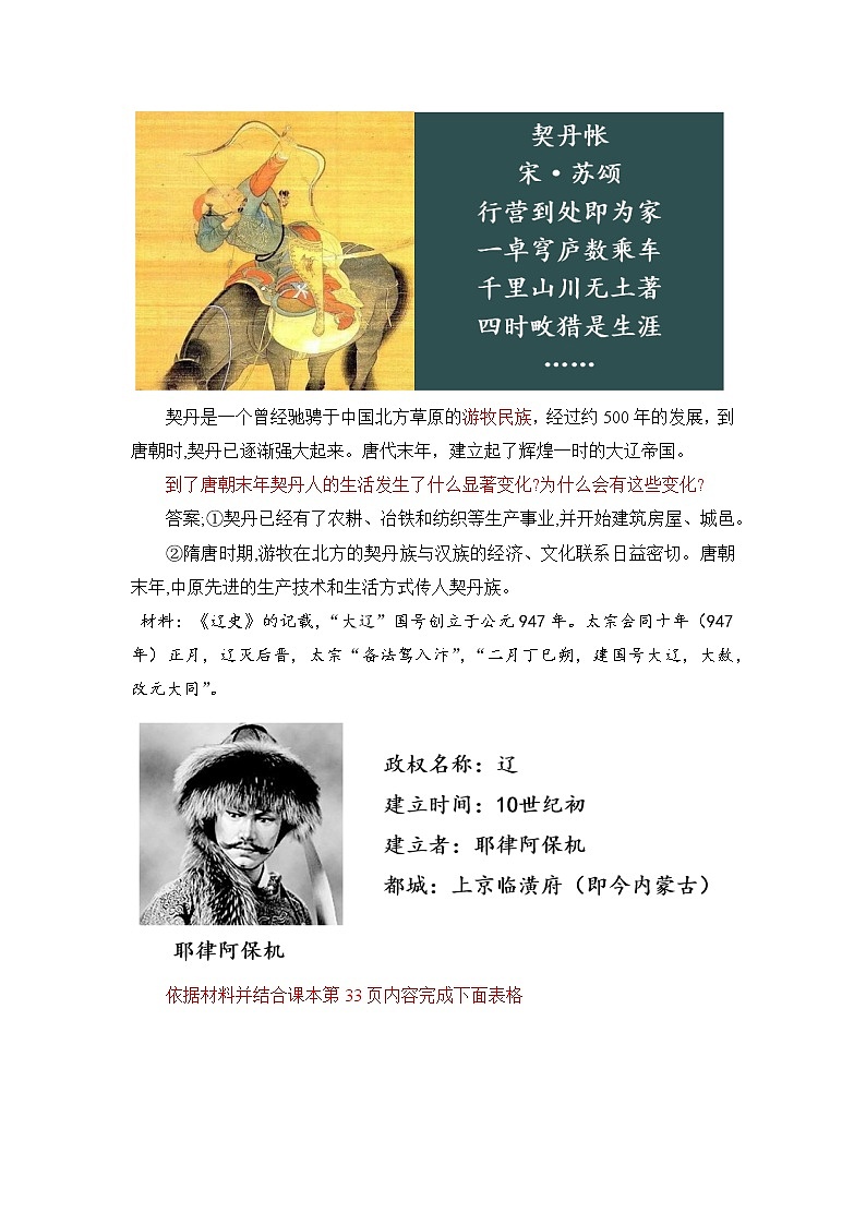 部编版历史七年级下册 第7课  辽、西夏与北宋的并立 课件+教案+视频素材02