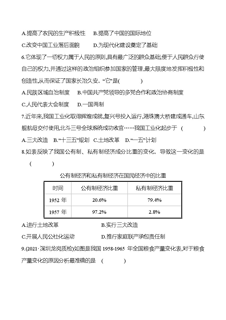 2021-2022 部编版历史 八年级下册 期末测评卷（第一至六单元）试卷 （学生版）第2页