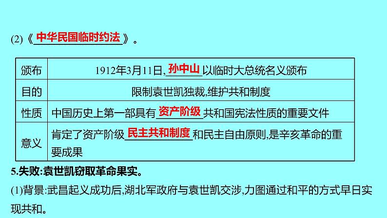 2022 云南 历史 中考复习 第十单元 资产阶级民主革命与中华民国的建立 课件08