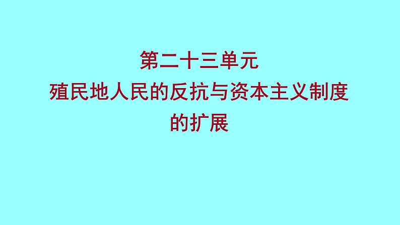 2022 云南 历史 中考复习 第二十三单元 殖民地人民的反抗与资本主义制度的扩展 课件01