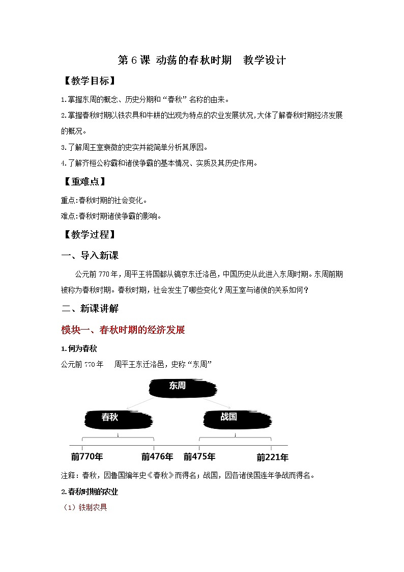 部编版历史七年级上册 第6课 动荡的春秋时期   教学课件+教案+视频素材01