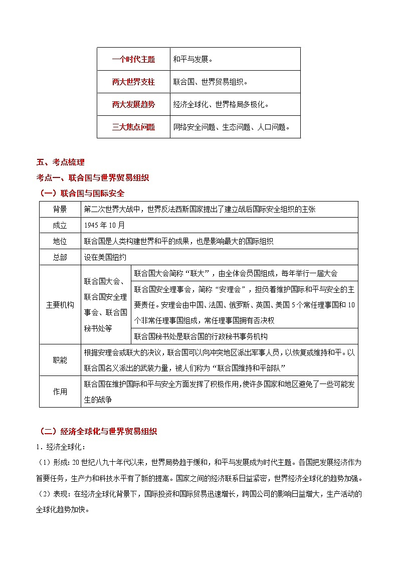 备战2022年中考历史考点一遍过   考点27 走向和平发展的世界第3页